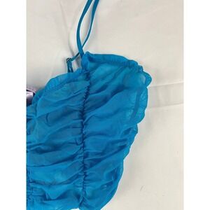 Savage X Fenty Blue Ruched‎ Mesh Cami Top Small